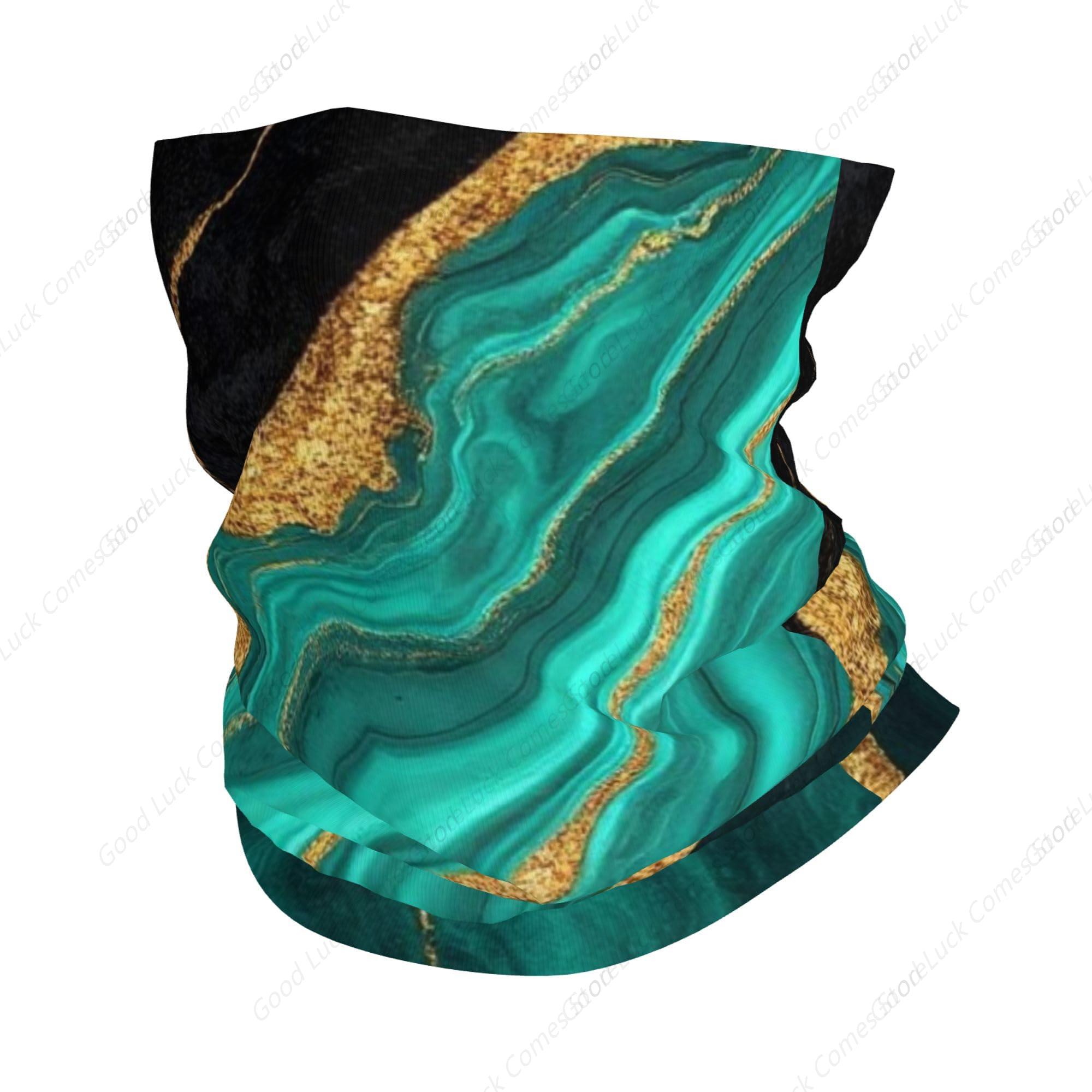 Cycling Face Mask - teal turquoise green gold black marble