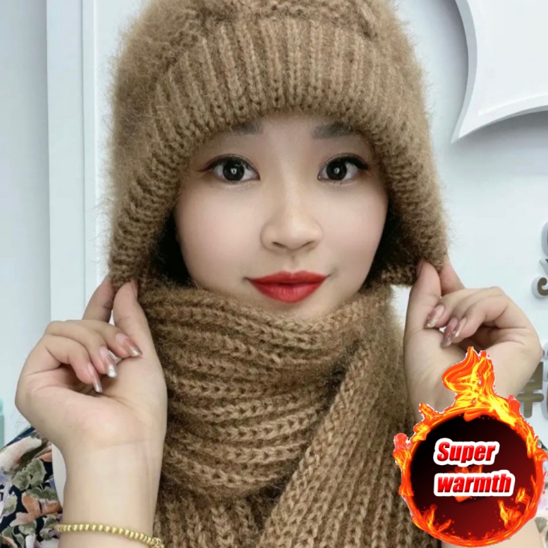 Women's Knit Hat Scarf Set Fle – Cycling Gear For Cold Weather recenzja i cena