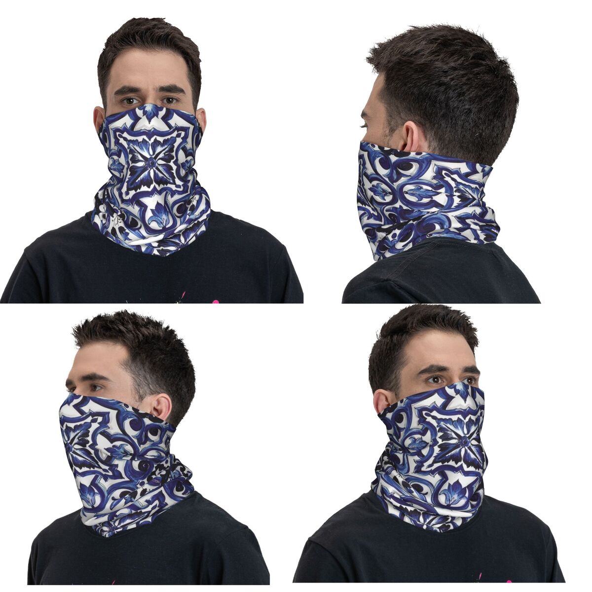 Blue Ornate Floral Mediterrane – Cycling Face Mask recenzja i cena